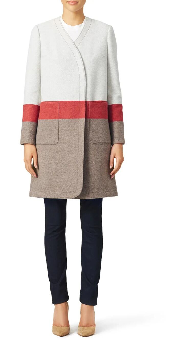 Tory Burch Stripe Blanket Button Up Coat Wool Blend size 4